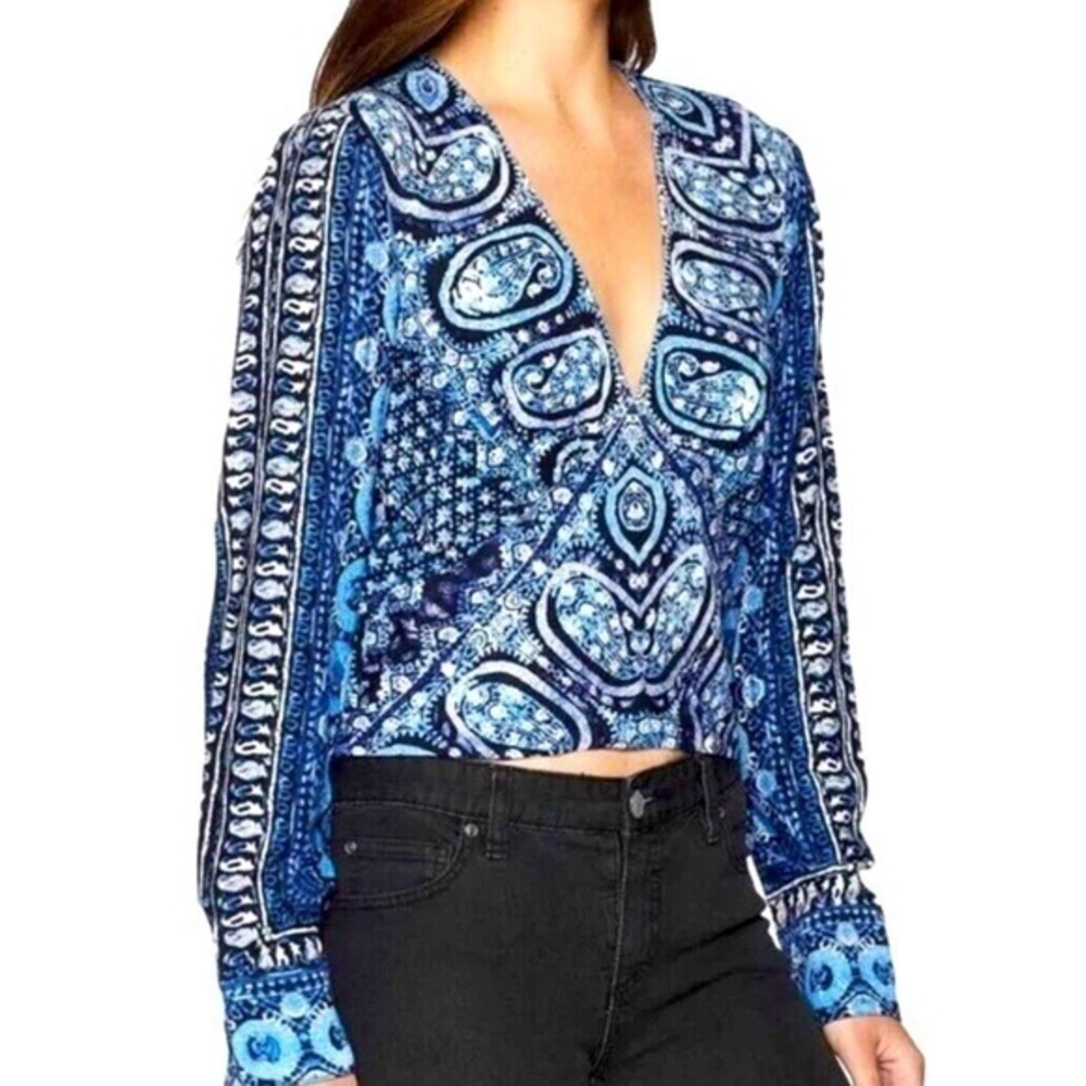 FREE PEOPLE WILD & FREE PAISLEY LONG SLEEVE TOP